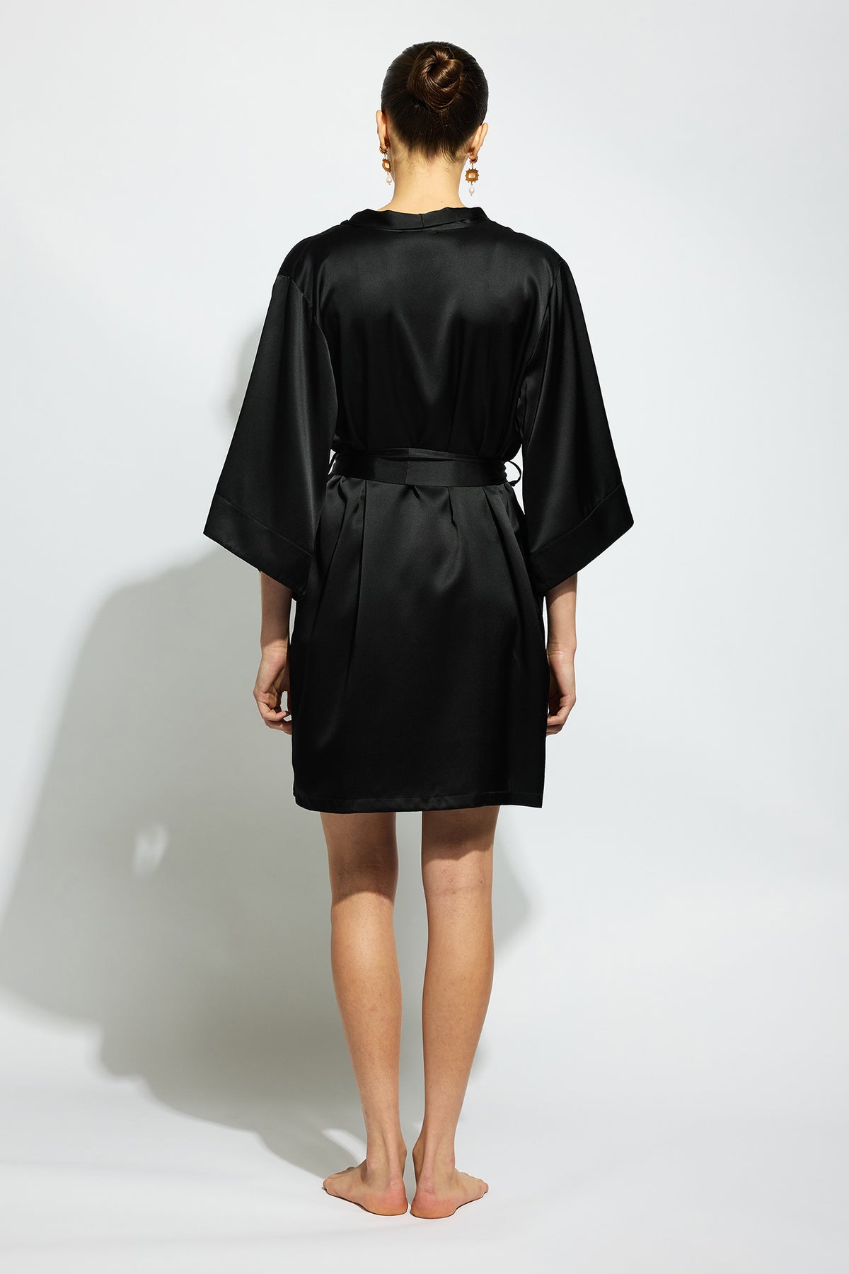 The Silk Wrap Robe By GINIA In Black