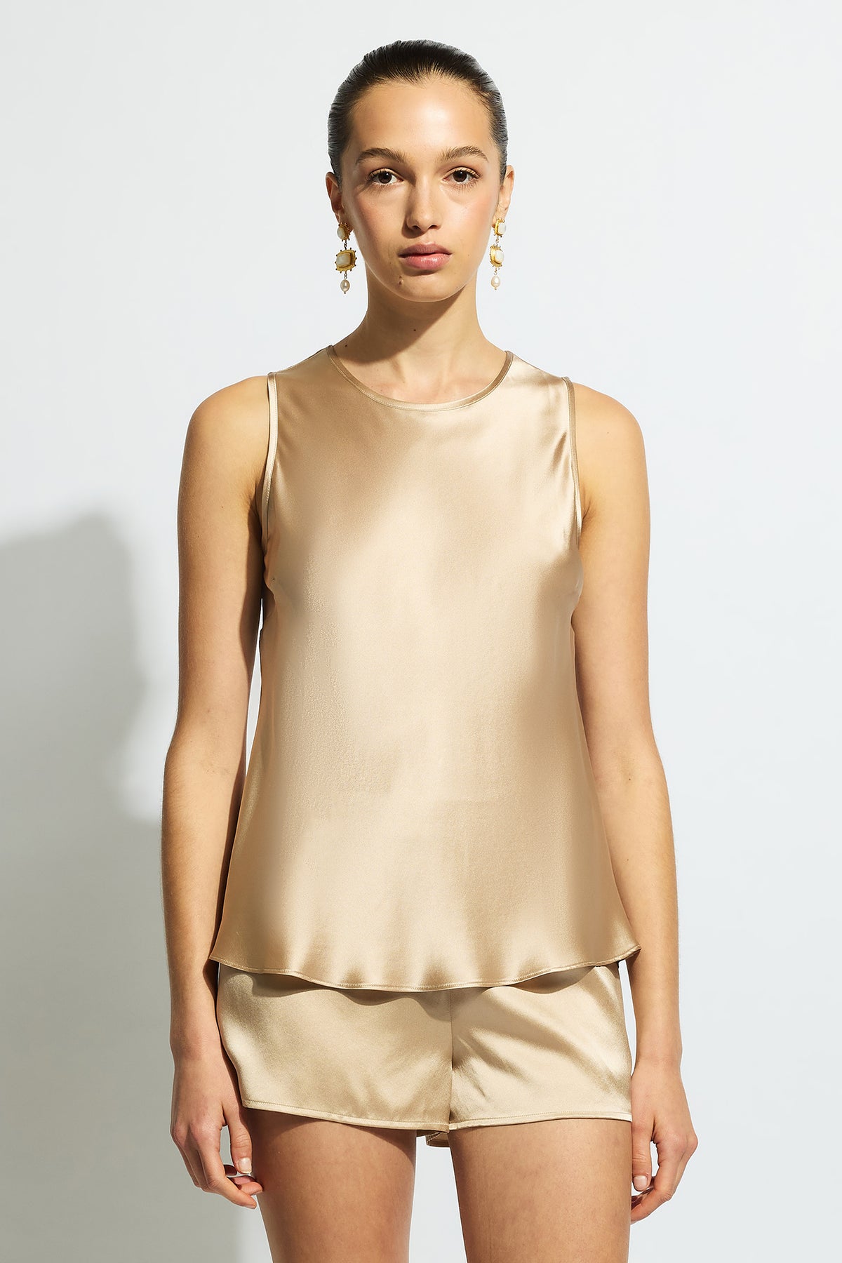 The Pure Silk Singlet By GINIA In Mink