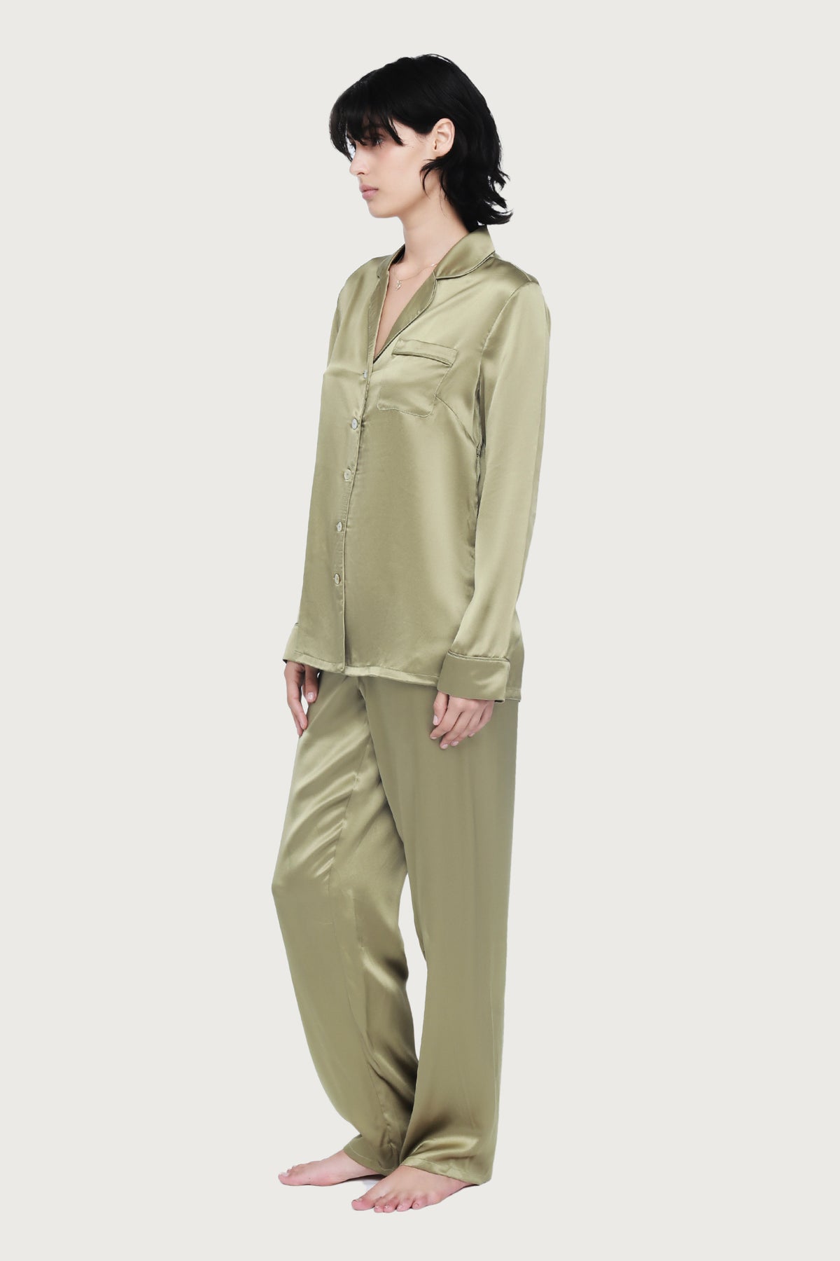 The Fine Finishes Pyjama By GINIA In Khaki