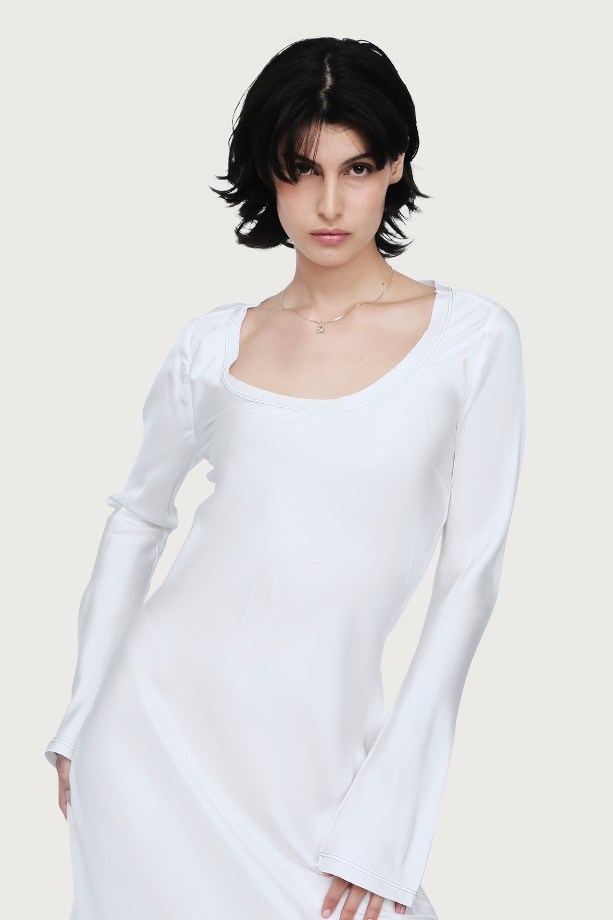 Lorena long sleeve slip by Ginia in Cream